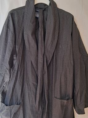 Polo Ralph Lauren Mens Pima Cotton Robe Shawl Collar Check Black White XL